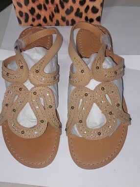 Naughty Monkey Women’s Tan Embellished Leather Sandals.New In Box .Size  6.5